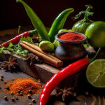 Welcome-&-Our-Food-Small-lcartwork_Indian_spices_and_chillies_placed_on_a_dark_wooden_ba_7e7eb2e3-777c-4450-b97c-a01a0c3302c5